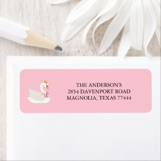 Etiqueta Dirección de Baby Shower Rosa La Princesita Cisne