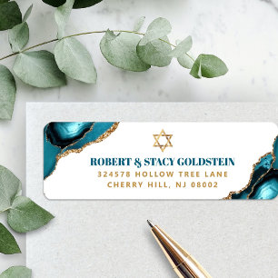 Etiqueta Dirección de Bat Mitzvah Moderno Turquesa Ágata