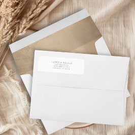Etiqueta Dirección de Boda con Caligrafía en Falso Oro Mode