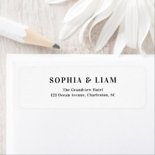 Etiqueta Dirección de Boda con Guion Minimalista en Blanco