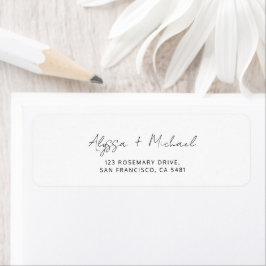 Etiqueta Dirección de Boda con Letra manuscrita Minimalista