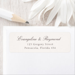 Etiqueta Dirección de boda con letra Rococo elegante