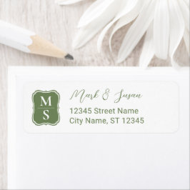 Etiqueta Dirección de Boda con Monograma Verde