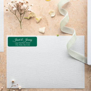 Etiqueta Dirección de Boda con Nombre Estilizado Verde Esme