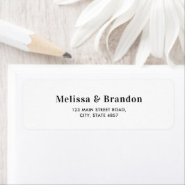 Etiqueta Dirección de Boda con Tipografía Negra Minimalista