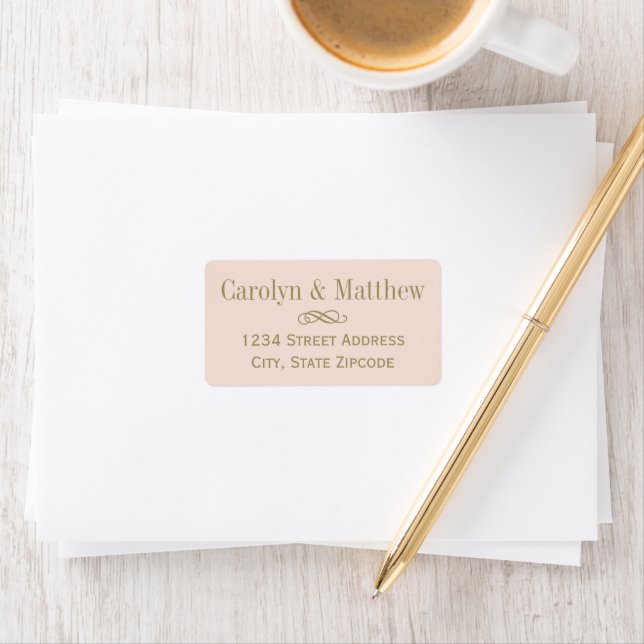 Etiqueta Dirección de Boda de Antigüedad Rubor Dorado (In situ)