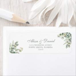 Etiqueta Dirección de Boda de Eucalipto de Vegetación Moder