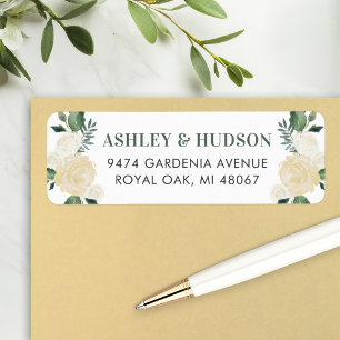 Etiqueta Dirección de boda de flora verde oro