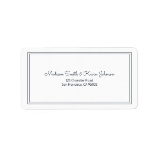 Etiqueta Dirección de Boda de guiones cursivos simple y min