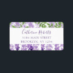 Etiqueta Dirección de Boda de histeria de color de agua<br><div class="desc">Este diseño presenta elegantes flores de glicinia de acuarela en lavanda suave y morado con hojas verdes sobre un fondo blanco. Personalizado con su nombre y dirección. Personalice editando el texto en el cuadro de texto proporcionado. Diseñado para ti por Evco Studio www.zazzle.com/store/evcostudio #boda #address #returnaddress #label #pegatinas #wisteria #floral...</div>