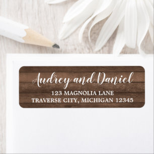 Etiqueta Dirección de Boda de madera rústica