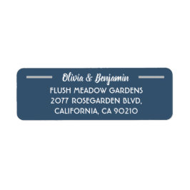 Etiqueta Dirección de Boda de script manuscrito azul simple