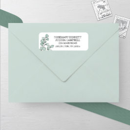 Etiqueta Dirección de Boda Eucalyptus de acuarela caprichos