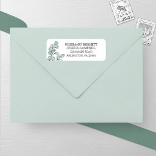 Etiqueta Dirección de Boda Eucalyptus de acuarela caprichos