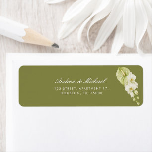 Etiqueta Dirección de Boda Floral Elegante Verde Salvia y B