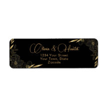 Dirección de boda floral moderna de color negro y