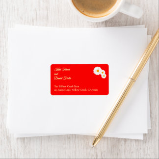 Etiqueta Dirección de Boda Floral Roja