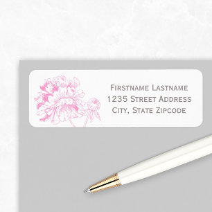 Etiqueta Dirección de Boda Floral Rosa Fucsia Peonía