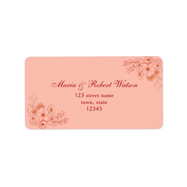 Etiqueta Dirección de Boda Melocotón (Frente)