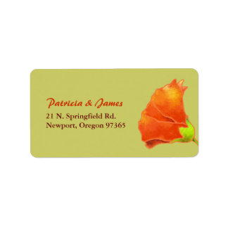 Etiqueta Dirección de Boda simple del Hollyhock rojo