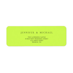 Etiqueta Dirección de bodas Cyber Lime Jet Black Weds