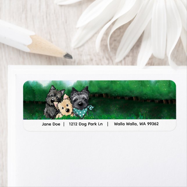Etiqueta Dirección de Cairn Terriers (In situ)