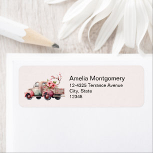 Etiqueta Dirección de camión de granjeros de cosecha rosa