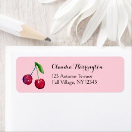 Etiqueta Dirección de Coquette Cuadrillada de Fresas Rojas