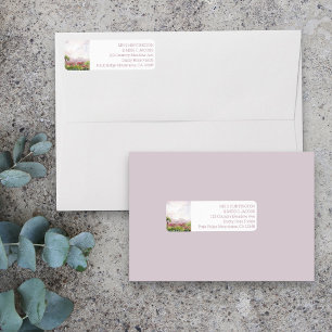 Etiqueta Dirección de Country Meadow Watercolor Dusty Rose