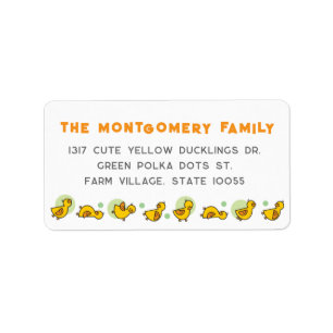 Etiqueta Dirección de Cuchitos Amarillos con Lunares Verdes
