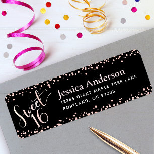 Etiqueta Dirección de cumpleaños de dulces 16 rosas doradas