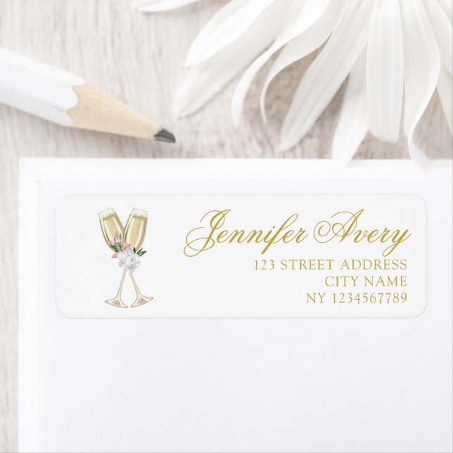 Etiqueta Dirección de cumpleaños de Luxury Champagne (In situ)