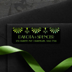 Etiqueta Dirección de Deco de Arte Moderno Verde y Negro Ro