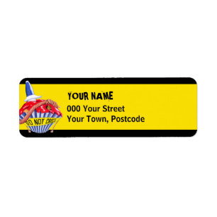 Etiqueta Dirección de devolución amarilla del pastel de l