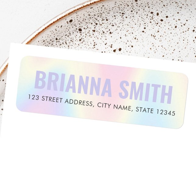 Etiqueta Dirección de devolución arcoíris de pasteles suave (Soft pastel rainbow trendy modern return address label)