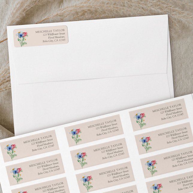 Etiqueta Dirección de devolución botánica de Wildflower Cha (Return Address labels from my Wildflower Charm collection)