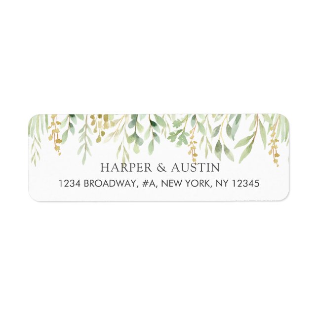Etiqueta Dirección de devolución botánica del follaje verde (Frente)