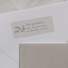 Etiqueta Dirección de devolución botánica verde y crema min