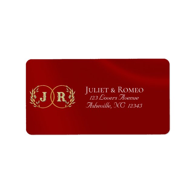 Etiqueta Dirección de devolución con monograma - Rojo (Frente)