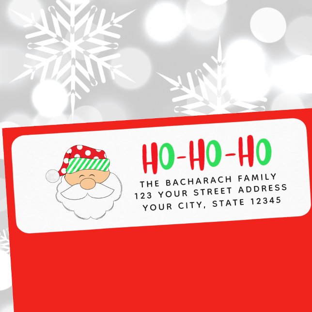 Etiqueta Dirección de devolución Cute Santa Face "Ho Ho Ho  (Cute Santa Face "Ho Ho Ho" Return Address Label)