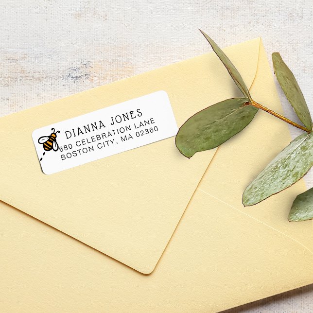Etiqueta Dirección de devolución de abeja de miel moderna (Modern Honey Bee Return Address Label)