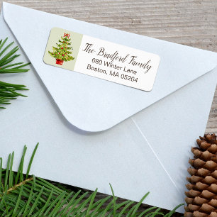 Etiqueta Dirección de devolución de árbol de navidad de col