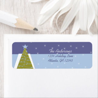 Etiqueta Dirección de devolución de árbol de Navidad retro 