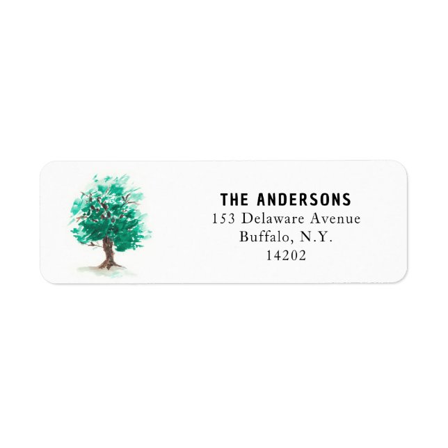 Etiqueta Dirección de devolución de árbol de verano verde a (Frente)