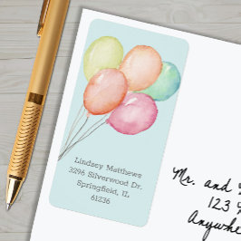 Etiqueta Dirección de devolución de Baby Shower azul de los