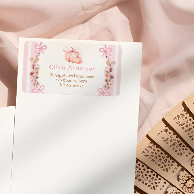 Etiqueta Dirección de devolución de Baby Shower con flor de (Subido por el creador)