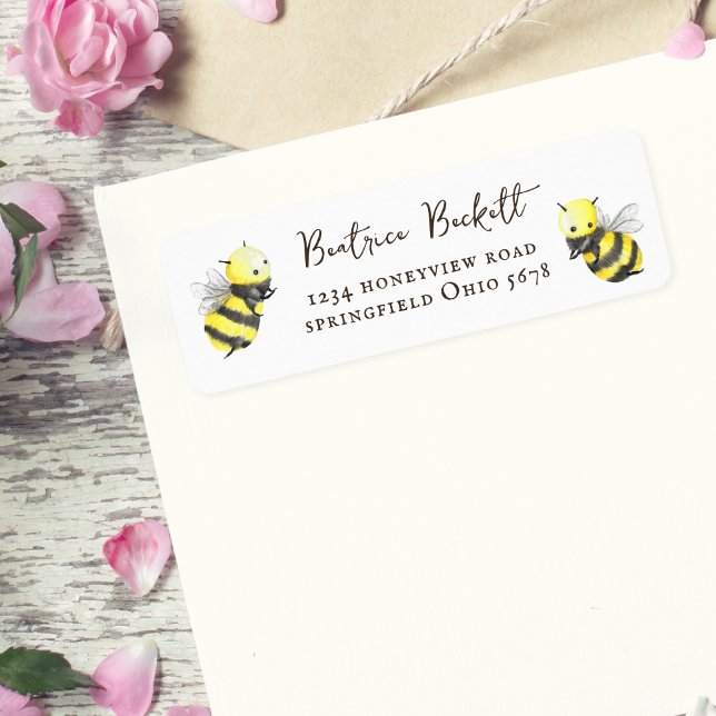 Etiqueta Dirección de devolución de Baby Shower de abeja am (Subido por el creador)