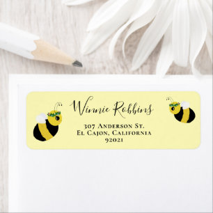 Etiqueta Dirección de devolución de Baby Shower de Abeja Am