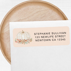 Etiqueta Dirección de devolución de Baby Shower de calabaza