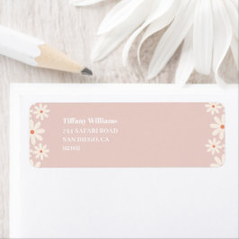 Etiqueta Dirección de devolución de Baby Shower de Daisy Fl